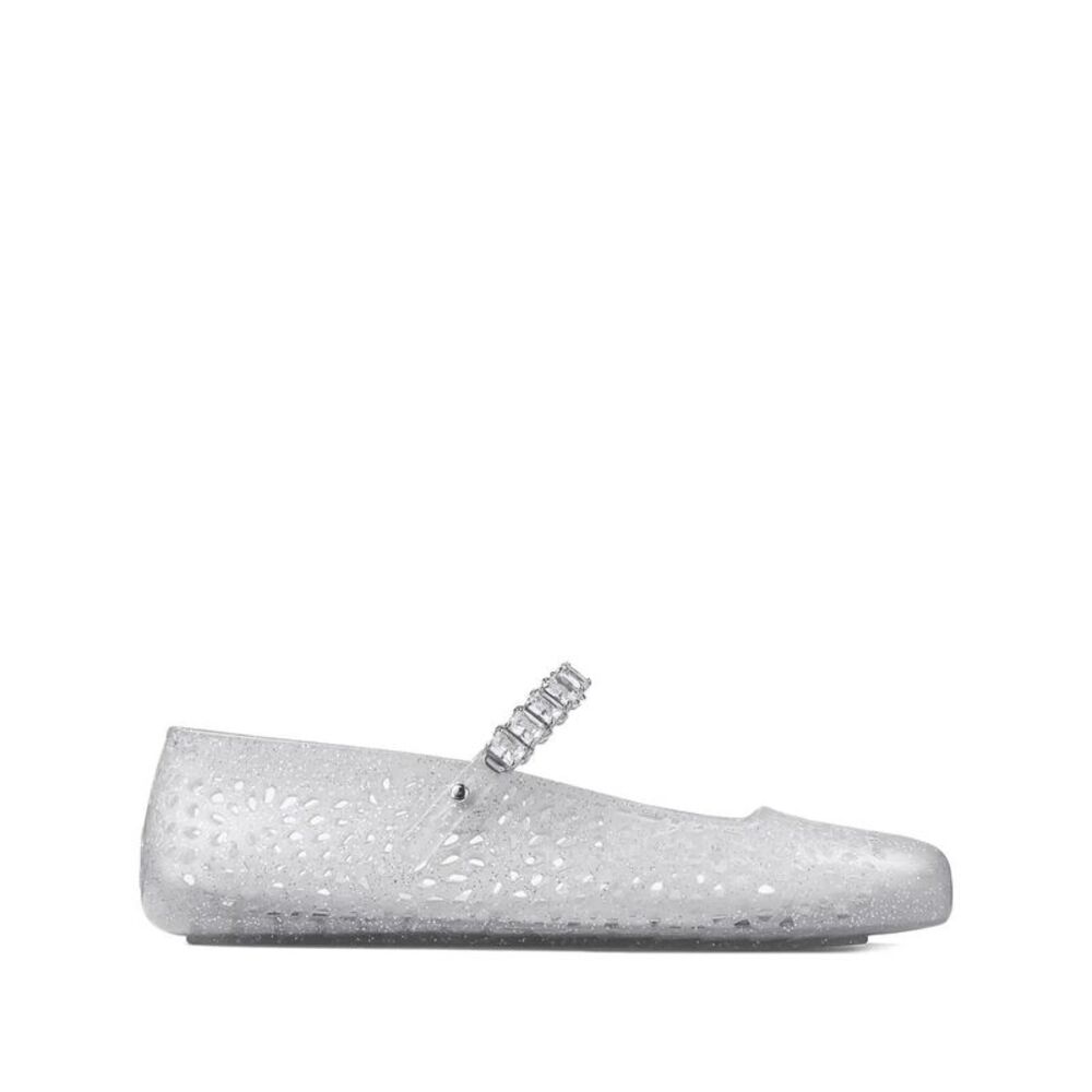 Clear Jelly Ballerina Flats With Crystal Embellishment Women